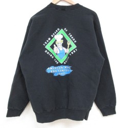 L★古着 フルーツオブザルーム 長袖 スウェット メンズ 90年代 90s BBQ クルーネック 黒 ブラック 25feb19 中古 スエット トレーナー トップス