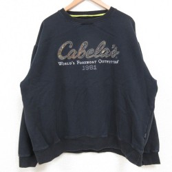 XL★古着 カベラス 長袖 スウェット メンズ ビッグロゴ 大きいサイズ クルーネック 黒 ブラック 25feb19 中古 スエット トレーナー トップス
