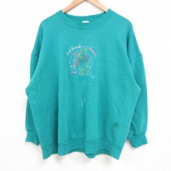 【50%OFF】ディズニー 00s 長袖スウェット くまのプーさん刺繍 グリーン XL | 古着