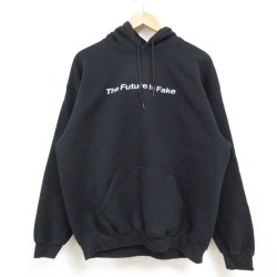 【50%OFF】L★古着 長袖 スウェット パーカー メンズ The Future Is Fake 黒 ブラック 25feb19 中古 スエット トレーナー トップス