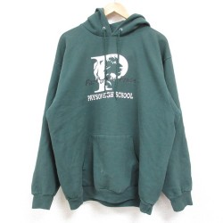 L★古着 長袖 スウェット パーカー メンズ 00年代 00s PAYSON HIGH SCHOOL 緑 グリーン 25feb19 中古 スエット トレーナー トップス