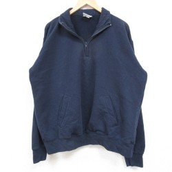 XL★古着 チャンピオン Champion 長袖 ハーフジップ スウェット メンズ 無地 紺 ネイビー 25feb19 中古 スエット トレーナー トップス
