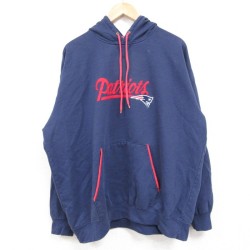 XL★古着 長袖 スウェット パーカー メンズ 00年代 00s NFL ニューイングランドペイトリオッツ 大きいサイズ 紺 ネイビー アメフト スーパーボウル 25feb19 中古 スエット トレーナー トップス