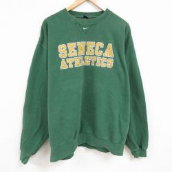 XL★古着 ナイキ NIKE 長袖 スウェット メンズ 00年代 00s セネカ 大きいサイズ クルーネック 緑 グリーン 25feb19 中古 スエット トレーナー トップス