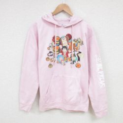 【50%OFF】M★古着 長袖 スウェット パーカー メンズ アニメ ワンピース 薄ピンク 25feb20 中古 スエット トレーナー トップス