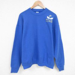 XL★古着 フルーツオブザルーム 長袖 スウェット メンズ 90年代 90s 羽根 クルーネック USA製 青 ブルー 25feb20 中古 スエット トレーナー トップス