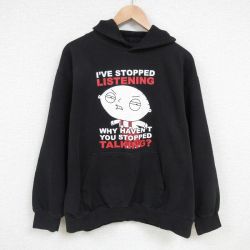 【50%OFF】XL★古着 長袖 スウェット パーカー メンズ ファミリーガイ ステューウィー 黒 ブラック 25feb20 中古 スエット トレーナー トップス