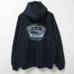 XL★古着 フルーツオブザルーム 長袖 スウェット パーカー メンズ BAVIELLO 大きいサイズ 黒 ブラック 25feb26 中古 スエット トレーナー トップス