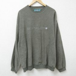 XL★古着 ビッグドッグス BIG DOGS 長袖 フリース トップス メンズ 00年代 00s ビッグロゴ 刺繍 大きいサイズ クルーネック 緑 グリーン 25feb26 中古 スエット トレーナー