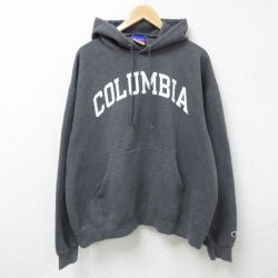 XL★古着 チャンピオン Champion 長袖 スウェット パーカー メンズ 00年代 00s コロンビア COLUMBIA 大きいサイズ 濃グレー 霜降り 25feb26 中古 スエット トレーナー トップス