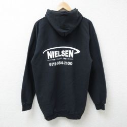 【20%OFF】L★古着 長袖 スウェット パーカー メンズ 00年代 00s NIELSEN 黒 ブラック 25feb26 中古 スエット トレーナー トップス