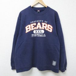 XL★古着 リーボック REEBOK 長袖 スウェット メンズ 00年代 00s NFL シカゴベアーズ クルーネック 紺 ネイビー アメフト スーパーボウル 25feb26 中古 スエット トレーナー トップス