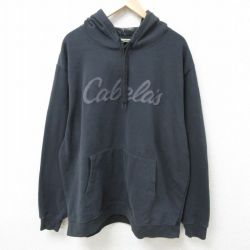XL★古着 カベラス 長袖 スウェット パーカー メンズ ビッグロゴ 刺繍 大きいサイズ 黒 ブラック 25feb20 中古 スエット トレーナー トップス