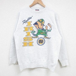 M★古着 長袖 スウェット メンズ 90年代 90s IRISH クルーネック USA製 薄グレー 霜降り 25feb20 中古 スエット トレーナー トップス