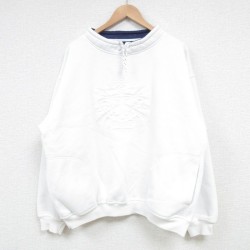 XL★古着 長袖 スウェット メンズ 00年代 00s イカリ ボストン モックネック 白 ホワイト 25feb20 中古 スエット トレーナー トップス