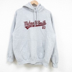 L★古着 長袖 スウェット パーカー メンズ 00年代 00s マイケルWスミス フロッキープリント グレー 霜降り 25feb20 中古 スエット トレーナー トップス