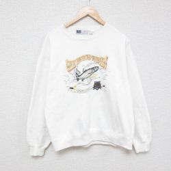 00s 長袖スウェット 魚刺繍 ホワイト L | 古着