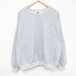 【50%OFF】XL★古着 ヘインズ Hanes 長袖 スウェット メンズ 00年代 00s 無地 大きいサイズ クルーネック グレー 霜降り 25feb21 中古 スエット トレーナー トップス