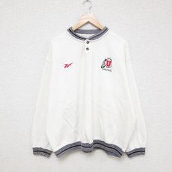 【50%OFF】XL★古着 長袖 トップス メンズ 90年代 90s バスケットボール 大きいサイズ コットン ヘンリーネック USA製 白 ホワイト 25feb21 中古 スエット トレーナー