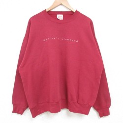 【50%OFF】XL★古着 ヘインズ Hanes 長袖 スウェット メンズ 00年代 00s vineyard クルーネック エンジ 25feb21 中古 スエット トレーナー トップス