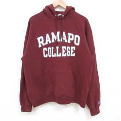 L★古着 チャンピオン Champion 長袖 スウェット パーカー メンズ RAMAPO カレッジ エンジ 25feb21 中古 スエット トレーナー トップス