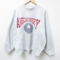 【50%OFF】XL★古着 長袖 スウェット メンズ 00年代 00s アメリカン 大学 大きいサイズ クルーネック グレー 霜降り 25feb21 中古 スエット トレーナー トップス