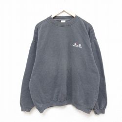 XL★古着 長袖 スウェット メンズ 90年代 90s MAC SYSTEMS 大きいサイズ クルーネック 濃グレー 【spe】 25feb22 中古 スエット トレーナー トップス