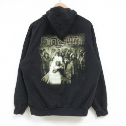 M★古着 TULTEX 長袖 ロック バンド フルジップ スウェット パーカー メンズ ナザム 黒 ブラック 【spe】 25feb22 中古 スエット トレーナー トップス