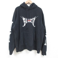 XL★古着 長袖 スウェット パーカー メンズ 黒 ブラック 25feb22 中古 スエット トレーナー トップス