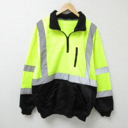 XL★古着 長袖 ハーフジップ スウェット メンズ 00年代 00s ツートンカラー リフレクター 大きいサイズ 襟付き 黄 イエロー 25feb22 中古 スエット トレーナー トップス