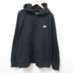XL★古着 ナイキ NIKE 長袖 スウェット パーカー メンズ ワンポイントロゴ 大きいサイズ ラグラン 黒 ブラック 25feb22 中古 スエット トレーナー トップス