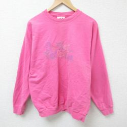 【50%OFF】L★古着 長袖 スウェット メンズ 00年代 00s ノーザンリフレクションズ 刺繍 クルーネック 濃ピンク 25feb22 中古 スエット トレーナー トップス