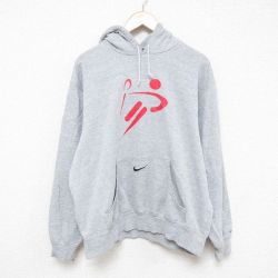 XL★古着 ナイキ NIKE 長袖 スウェット パーカー メンズ 00年代 00s ワンポイントロゴ グレー 霜降り 25feb25 中古 スエット トレーナー トップス