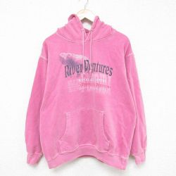 L★古着 長袖 スウェット パーカー メンズ 90年代 90s マナティー コットン USA製 ピンク 25feb25 中古 スエット トレーナー トップス