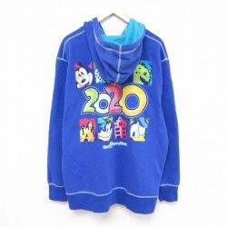 XL★古着 長袖 フルジップ スウェット パーカー メンズ 00年代 00s ディズニー DISNEY ミッキー MICKEY MOUSE 大きいサイズ 青 ブルー 25feb25 中古 スエット トレーナー トップス