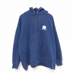 XL★古着 ヘインズ Hanes 長袖 スウェット パーカー メンズ 00年代 00s DUFFY ROOFING 大きいサイズ 紺 ネイビー 25feb25 中古 スエット トレーナー トップス