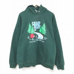 【50%OFF】XL★古着 ジャージーズ 長袖 スウェット パーカー メンズ 00年代 00s キャンプ 木 大きいサイズ 緑 グリーン 25feb25 中古 スエット トレーナー トップス
