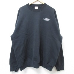 XL★古着 ウィルソン 長袖 スウェット メンズ 00年代 00s ワンポイントロゴ 大きいサイズ クルーネック 黒 ブラック 25feb25 中古 スエット トレーナー トップス