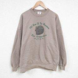 【50%OFF】XL★古着 ジャージーズ 長袖 スウェット メンズ 00年代 00s ニューハンプシャー 大きいサイズ クルーネック 薄茶 ブラウン 25feb26 中古 スエット トレーナー トップス