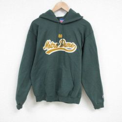 【50%OFF】M★古着 チャンピオン Champion 長袖 スウェット パーカー メンズ 00年代 00s ノートルダム 刺? 緑 グリーン 25feb26 中古 スエット トレーナー トップス