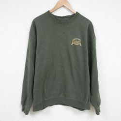 【50%OFF】XL★古着 カベラス 長袖 スウェット メンズ 00年代 00s ワンポイントロゴ クルーネック 緑 グリーン 霜降り 25feb26 中古 スエット トレーナー トップス