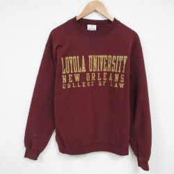 M★古着 チャンピオン Champion 長袖 スウェット メンズ ロヨラ 大学 ニューオーリンズ クルーネック エンジ 25feb26 中古 スエット トレーナー トップス