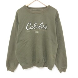 【50%OFF】XL★古着 カベラス 長袖 スウェット メンズ ビッグロゴ 刺繍 クルーネック 濃緑 グリーン 25feb27 中古 スエット トレーナー トップス