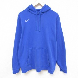 XL★古着 ナイキ NIKE 長袖 スウェット パーカー メンズ ワンポイントロゴ 大きいサイズ 青 ブルー 25feb27 中古 スエット トレーナー トップス