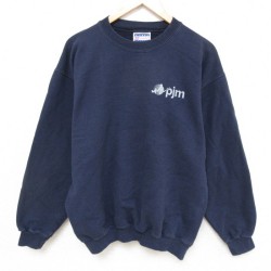 【50%OFF】L★古着 ヘインズ Hanes 長袖 スウェット メンズ 00年代 00s ｐｊｍ クルーネック 紺 ネイビー 25feb27 中古 スエット トレーナー トップス