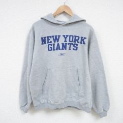 XL★古着 リーボック REEBOK 長袖 スウェット パーカー メンズ 00年代 00s NFL ニューヨークジャイアンツ グレー 霜降り アメフト スーパーボウル 25feb27 中古 スエット トレーナー トップス