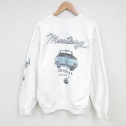 L★古着 長袖 スウェット メンズ フォード マスタング クルーネック 白 ホワイト 25feb27 中古 スエット トレーナー トップス