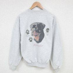 M★古着 ジャージーズ 長袖 スウェット メンズ 00年代 00s 犬 クルーネック 薄グレー 霜降り 25feb27 中古 スエット トレーナー トップス
