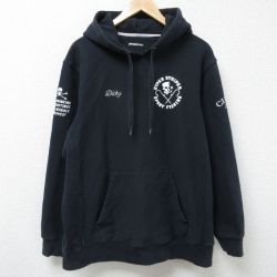 XL★古着 長袖 スウェット パーカー メンズ スカル 黒 ブラック 25feb27 中古 スエット トレーナー トップス