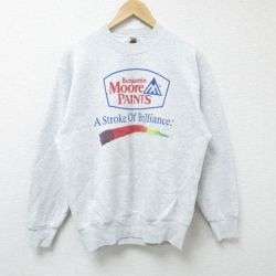 M★古着 フルーツオブザルーム 長袖 スウェット メンズ 90年代 90s Moore PAINTS クルーネック USA製 薄グレー 霜降り 25feb27 中古 スエット トレーナー トップス